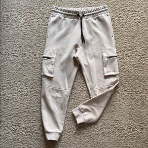 Divided by H&M Beige Cargo Jogger Pants with Zip Pocket Detail